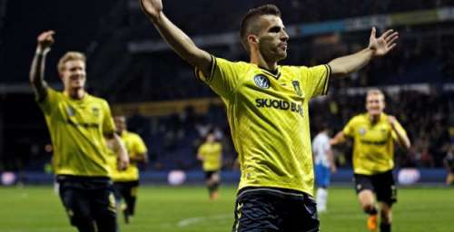 Hasani celebrates his goal; photo: tipsbladet.dk